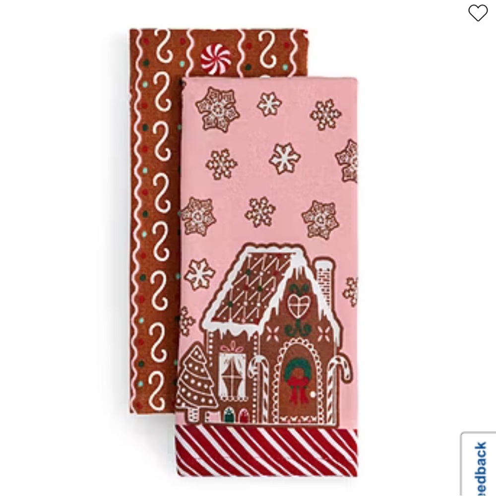 Pink Gingerbread House Kitchen Towels